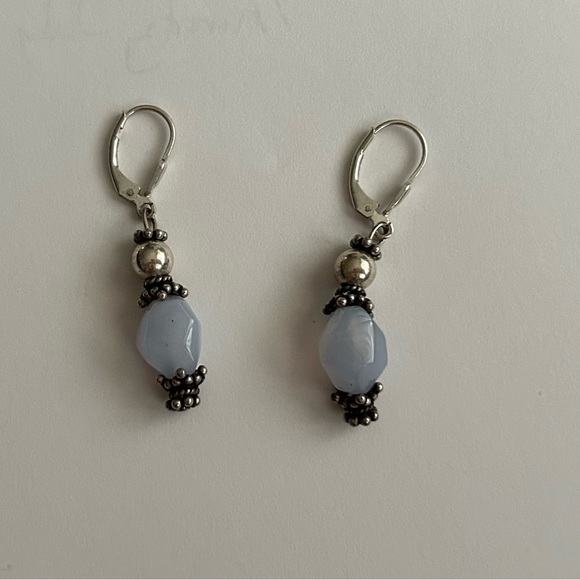 New Blue Stone and Silver Color Designs Earrings Handmade in USA - Picture 1 of 5